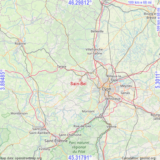 Sain-Bel on map