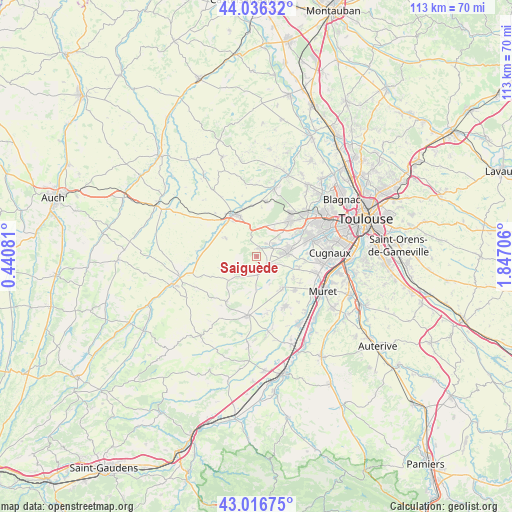 Saiguède on map