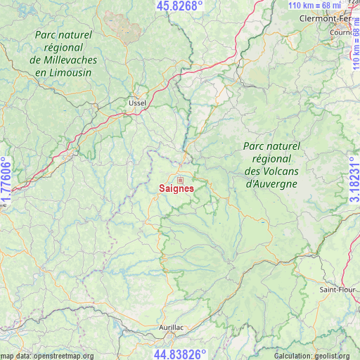 Saignes on map