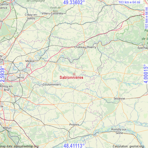 Sablonnières on map