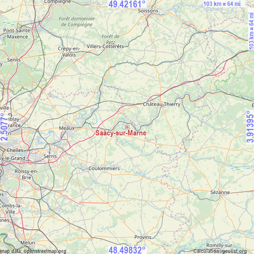 Saâcy-sur-Marne on map