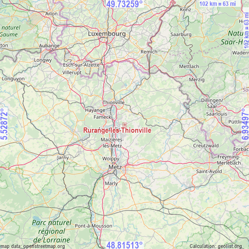 Rurange-lès-Thionville on map
