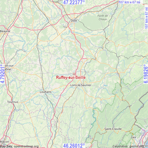 Ruffey-sur-Seille on map