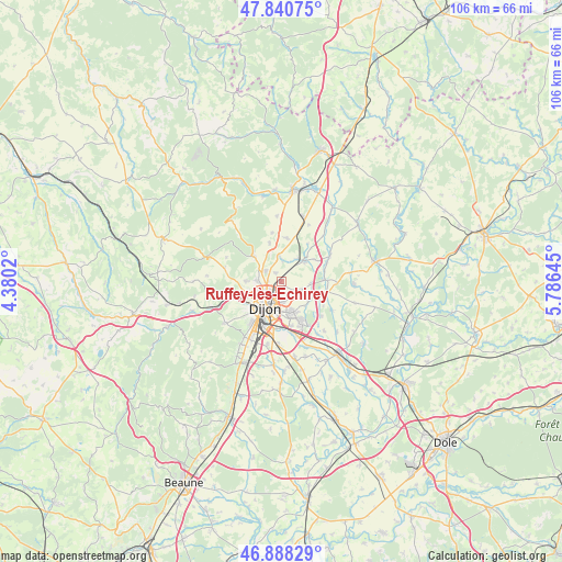 Ruffey-lès-Echirey on map