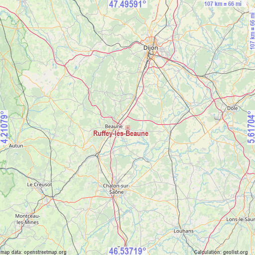 Ruffey-lès-Beaune on map