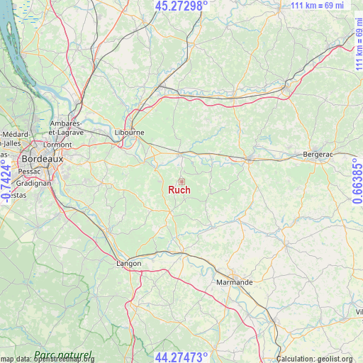 Ruch on map