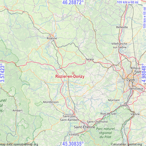 Rozier-en-Donzy on map