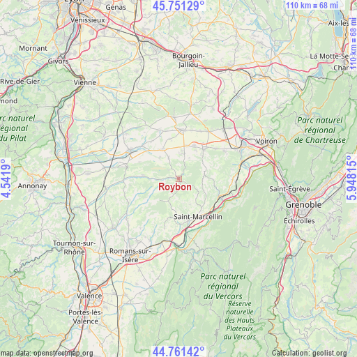 Roybon on map