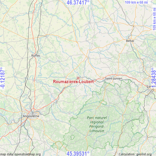 Roumazières-Loubert on map