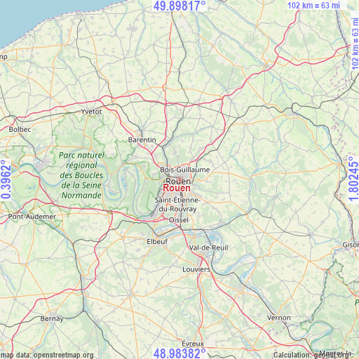 Rouen on map