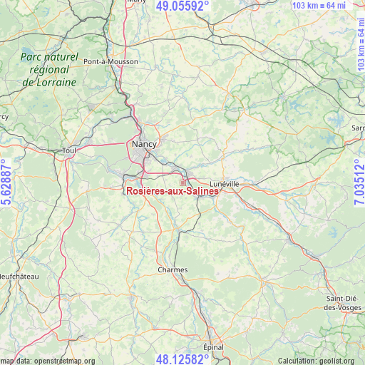 Rosières-aux-Salines on map