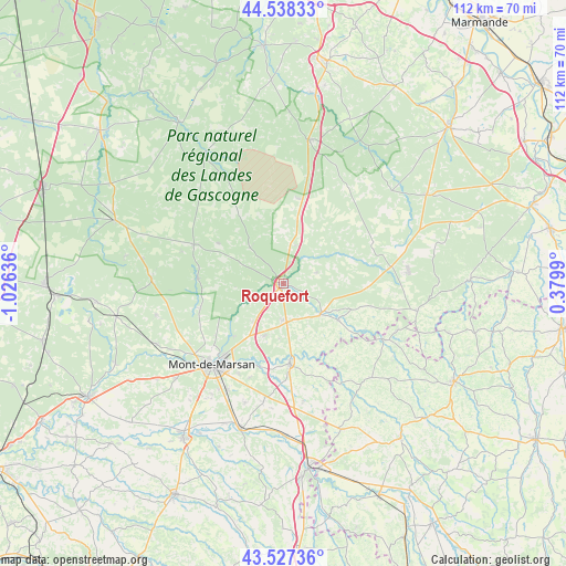 Roquefort on map