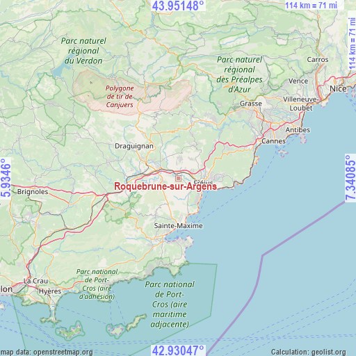 Roquebrune-sur-Argens on map