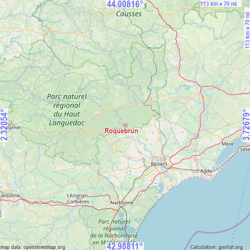 Roquebrun on map