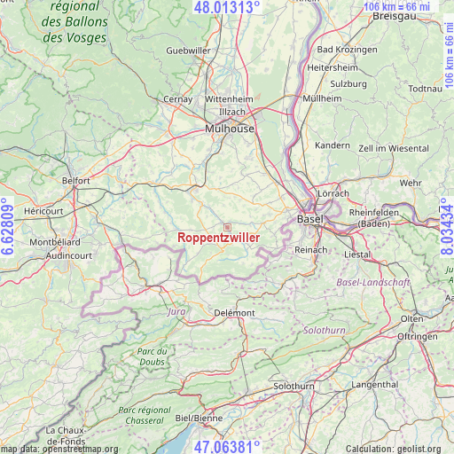 Roppentzwiller on map