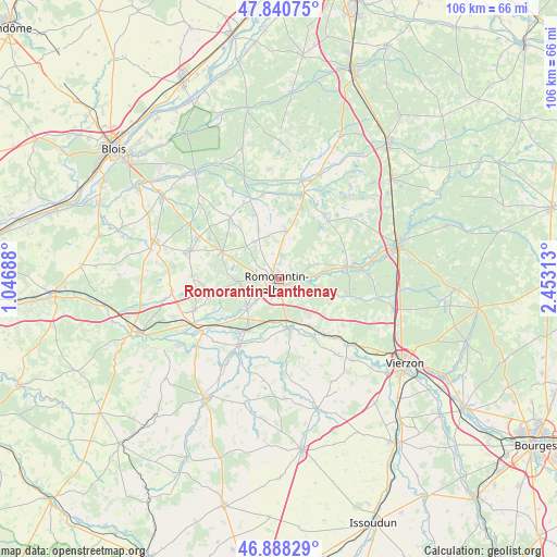 Romorantin-Lanthenay on map