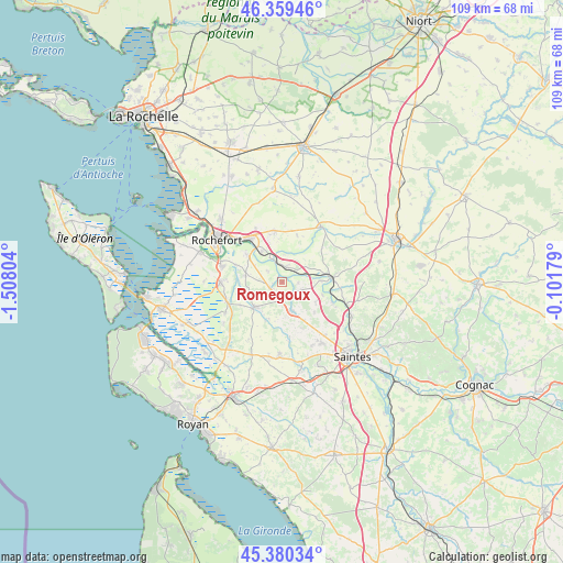 Romegoux on map