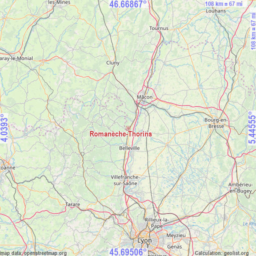 Romanèche-Thorins on map