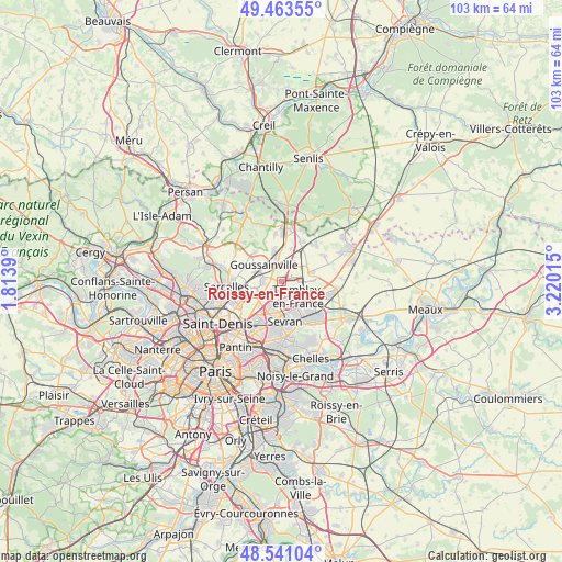 Roissy-en-France on map