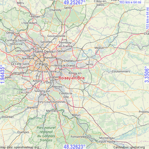 Roissy-en-Brie on map