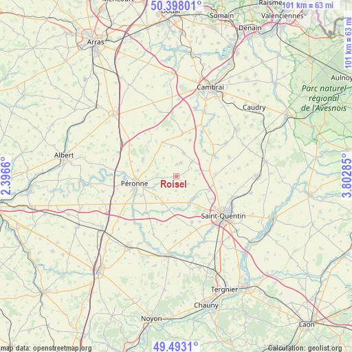 Roisel on map