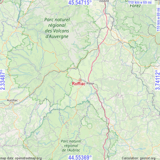 Roffiac on map