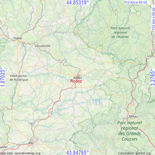 Rodez on map