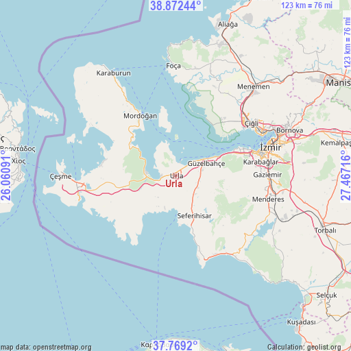 Urla on map