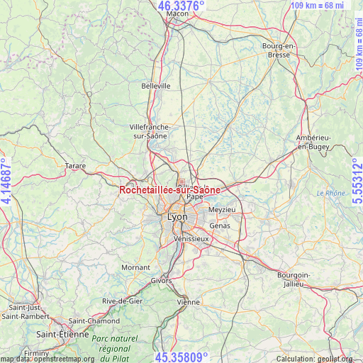 Rochetaillée-sur-Saône on map