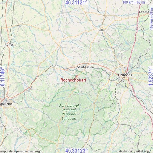 Rochechouart on map