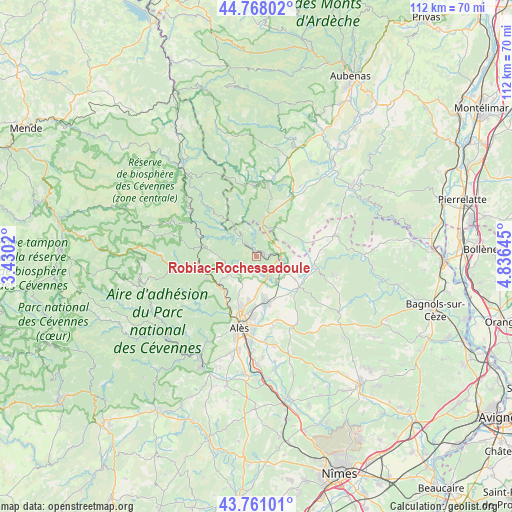 Robiac-Rochessadoule on map