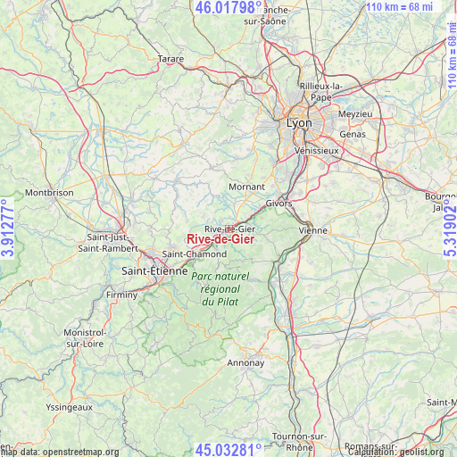 Rive-de-Gier on map