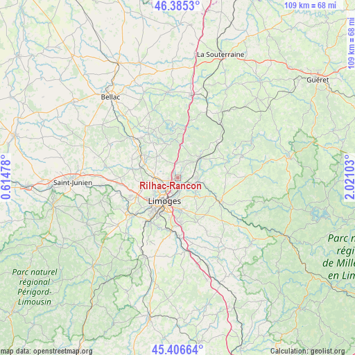 Rilhac-Rancon on map