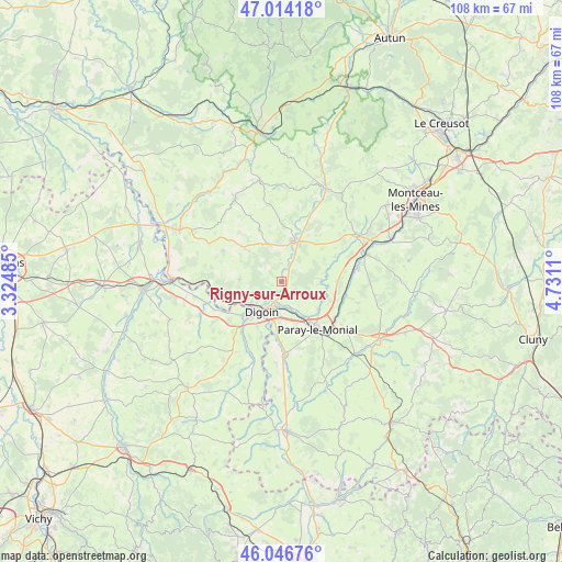 Rigny-sur-Arroux on map