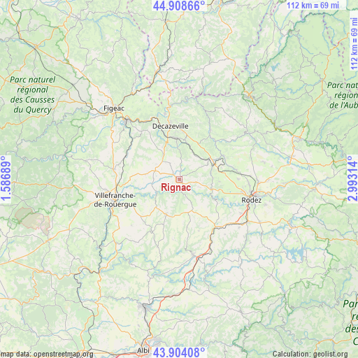 Rignac on map