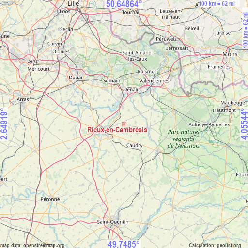 Rieux-en-Cambrésis on map