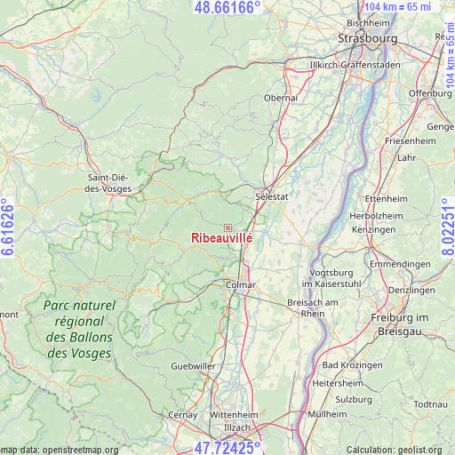 Ribeauvillé on map