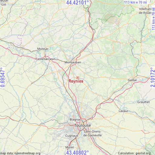 Reyniès on map