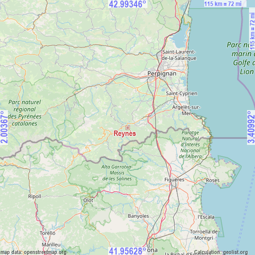 Reynès on map