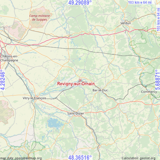 Revigny-sur-Ornain on map