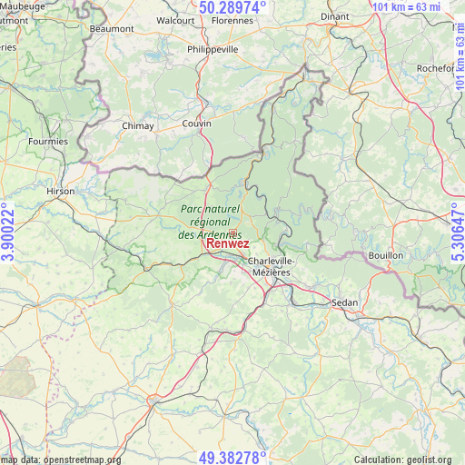 Renwez on map