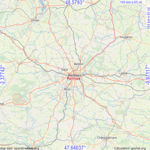 Rennes on map