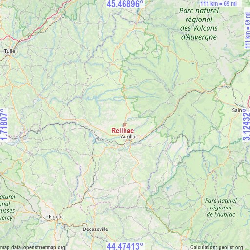 Reilhac on map
