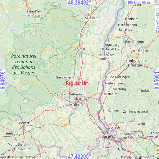 Réguisheim on map