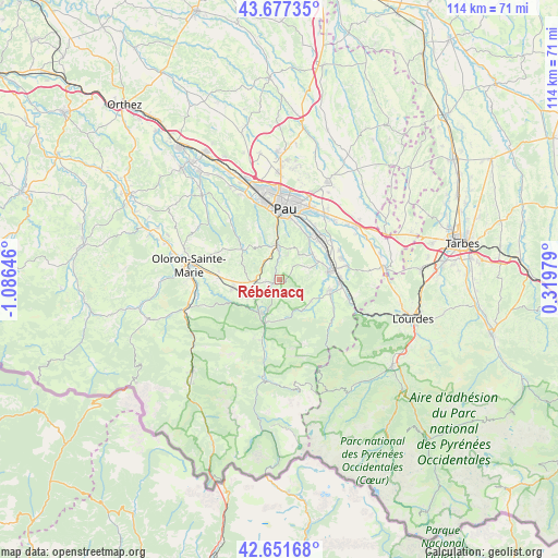 Rébénacq on map