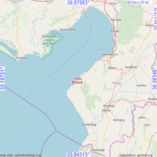 Arsuz on map