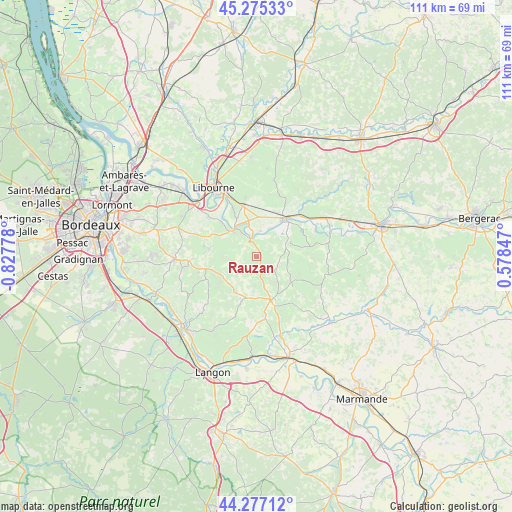 Rauzan on map