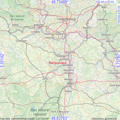 Ranguevaux on map