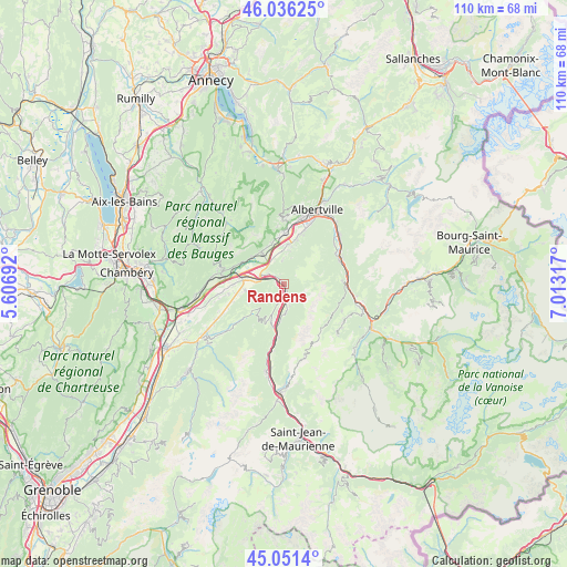 Randens on map