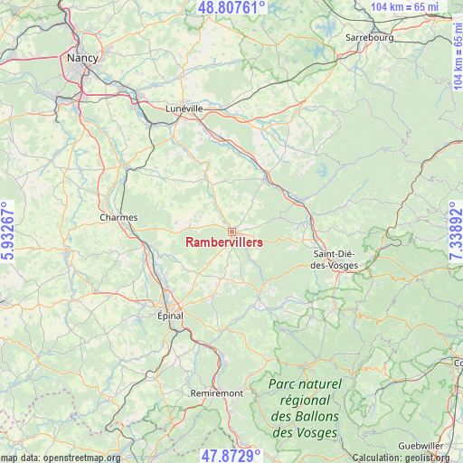 Rambervillers on map